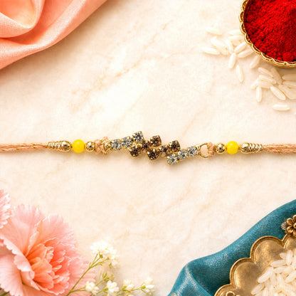 Twin Diamond Cluster Rakhi with AD Sparkle for Brother (Pack of 6)