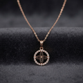 Rose Gold Floral Halo Pendant Necklace with Rhinestone Accents for Women and Girls
