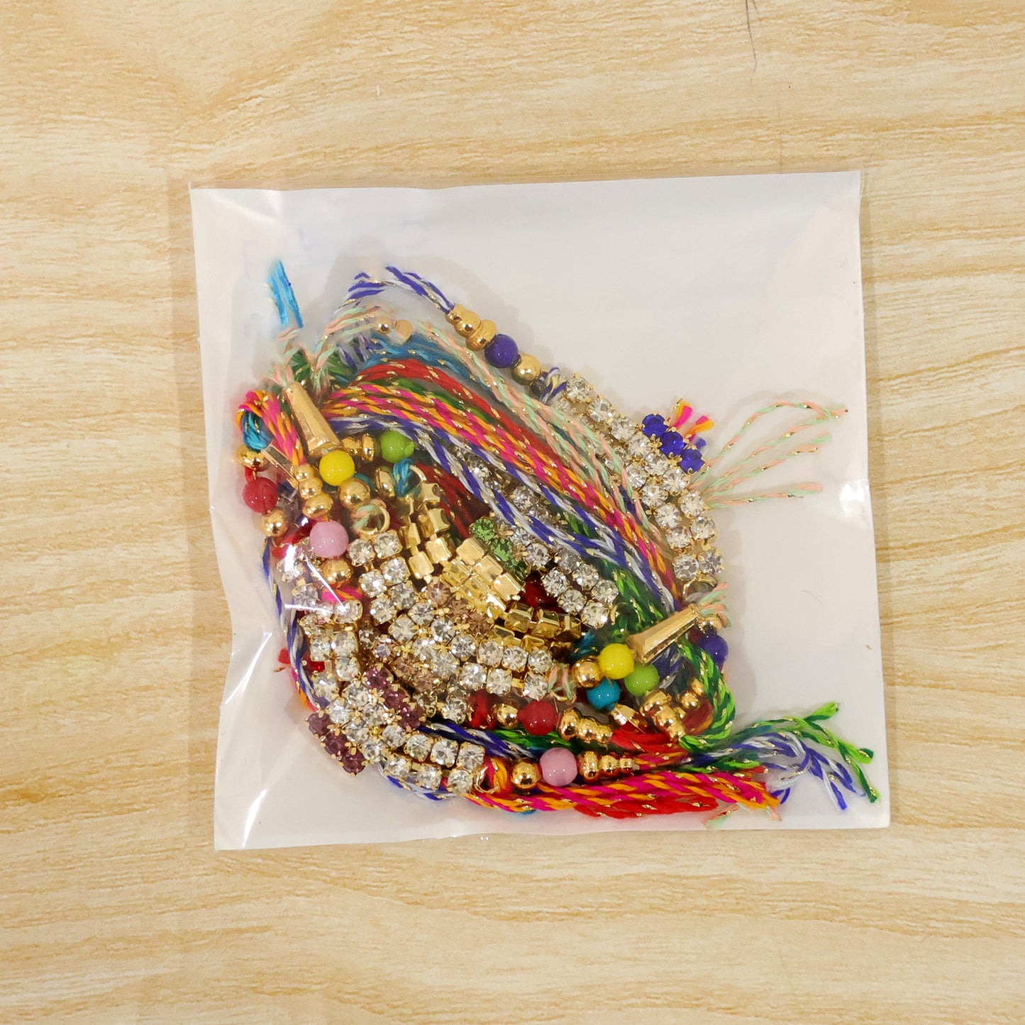 Broad Stone Panel Rakhi with Dazzling AD Sparkle (Pack of 6)