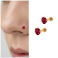 Ruby Nosepin Stud – 14K Gold Plated Comfortable Flat Back