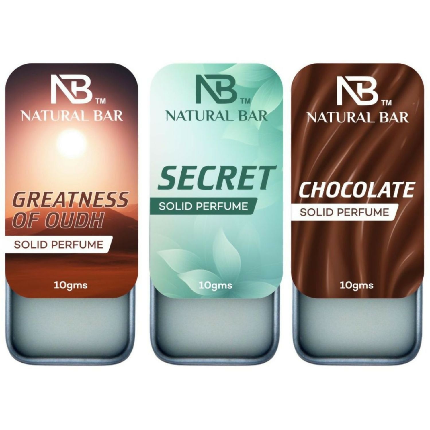 Natural Bar Secret, Chocolate And Greatness of Oud solid perfume(3pc/10gm)| Alcohol Free Cologne for Men & Women | Strong & Lasting Fragrance | Gifting Set for Him & Her