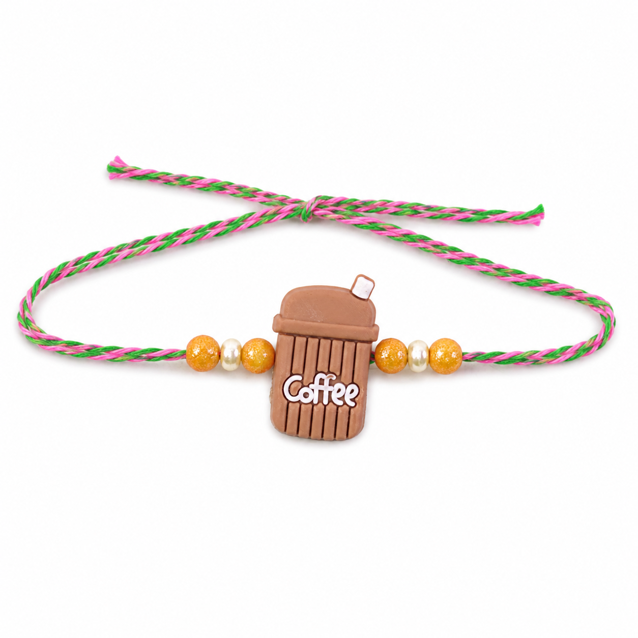Kids Beaded Rakhi for Brother Coffee Cup Charm Design (5pcs)