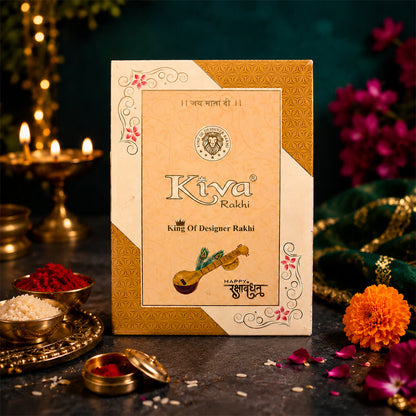 Auspicious Floral Kalash Devotional Rakhi for Brother with Beads Gift