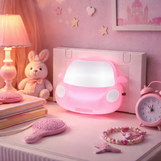 Cute Car Plug-In Night Light Lamp for Kids Bedroom Decor (Color may vary)