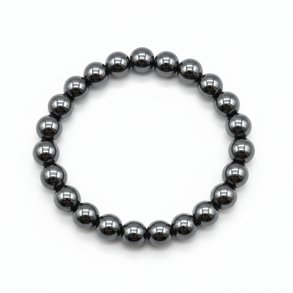 Natural Black Hematite Round Shape Beads Bracelet