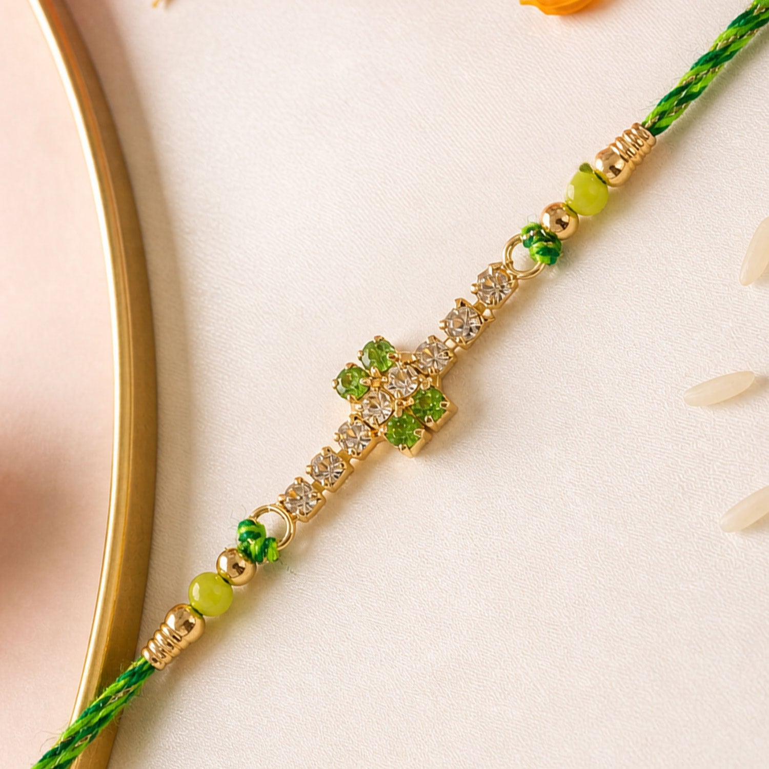 Petite Floral Stone Rakhi for Raksha Bandhan Gifting (Pack of 6)