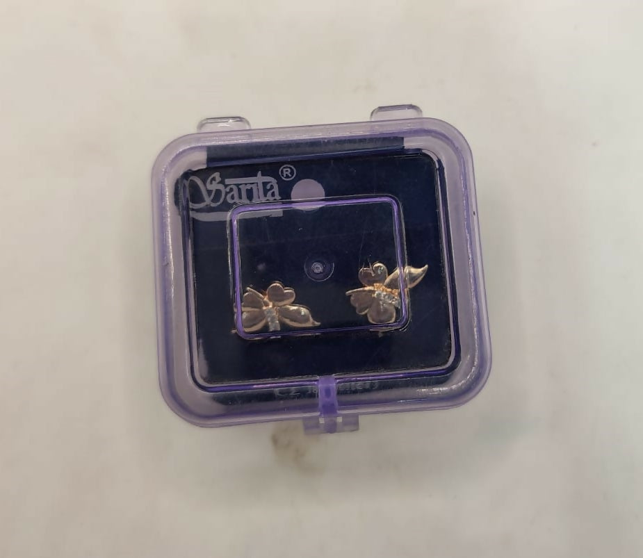 Rose Gold Butterfly Stud Earrings with AD for women and girls