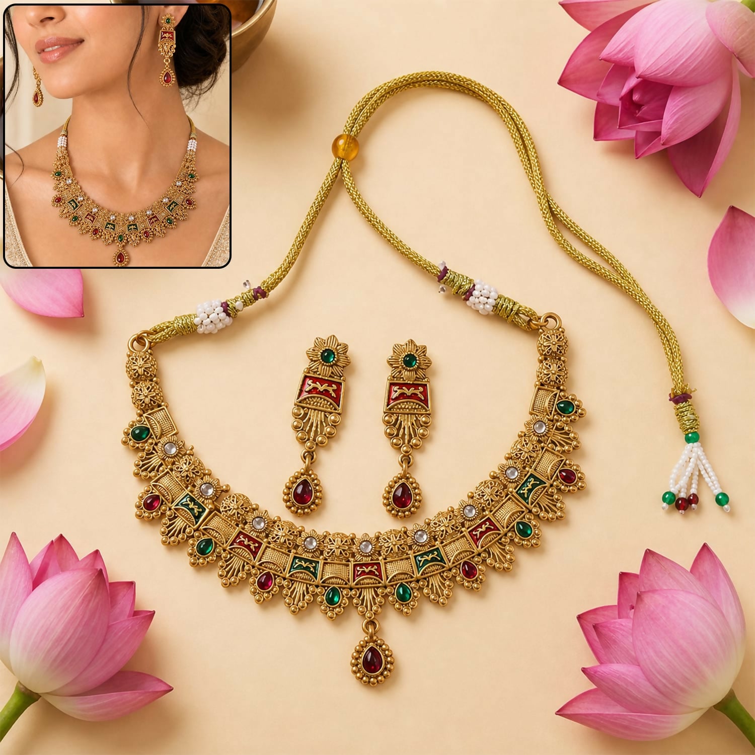 Kundan Necklace Set – Elegant Traditional Jewelry for Women