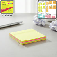 Aerotix 3x3 Inch Neon Sticky Note Pad 75mm Self Adhesive Re-Stick Memo Notes for Office