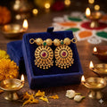 Royal Matte Gold Kudasan Pendant with Ghungroo Drops & Rubies