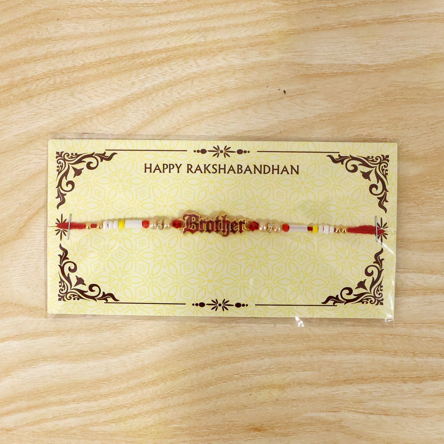Text Charm Pearl Beads Rakhi Elegant Raksha Bandhan Gift (10pcs)