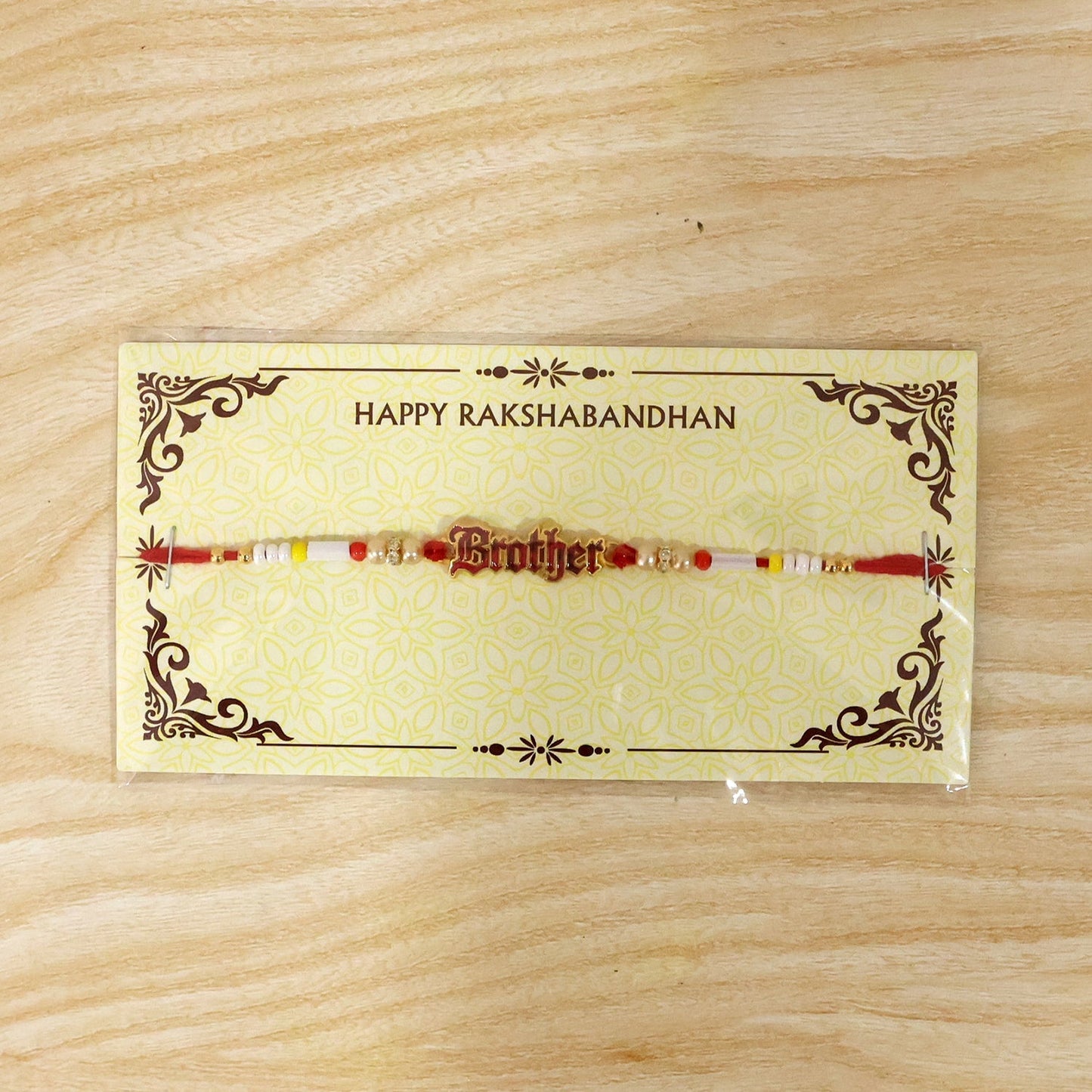 Text Charm Pearl Beads Rakhi Elegant Raksha Bandhan Gift (5pcs)