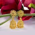 Gold Plated Floral Jhumka Earrings – Elegant Traditional Accessory