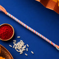 Blue-Pink-Orange Twisted Cord Rakhi with Beadless Minimal Design