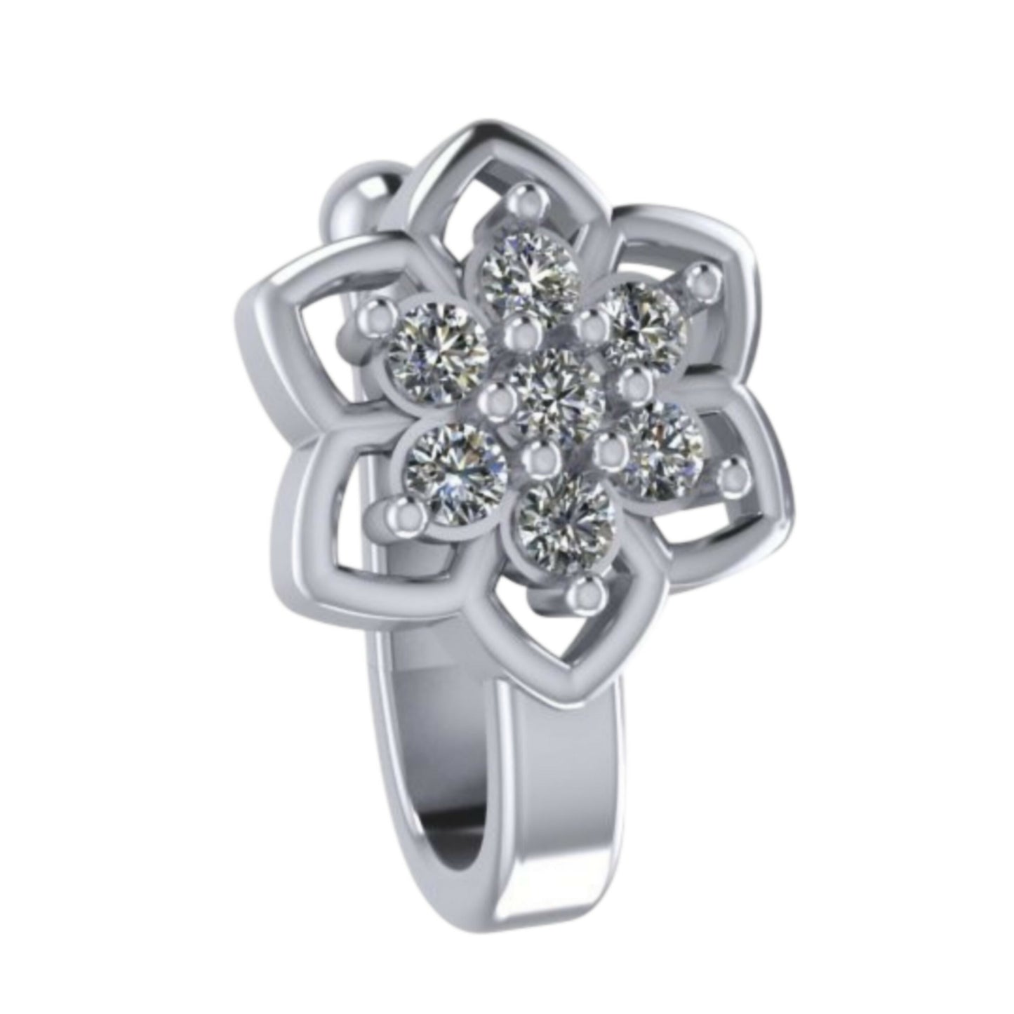 Non-Piercing Nose Pin Set: Gold Dotted & Silver Flower Clip-On