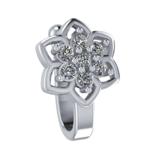 Non-Piercing Nose Pin Set: Gold Dotted & Silver Flower Clip-On