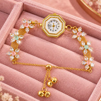 Women’s Floral Bracelet Watch, Gold Tone Crystal Flower Dial Fashion Wrist Watch