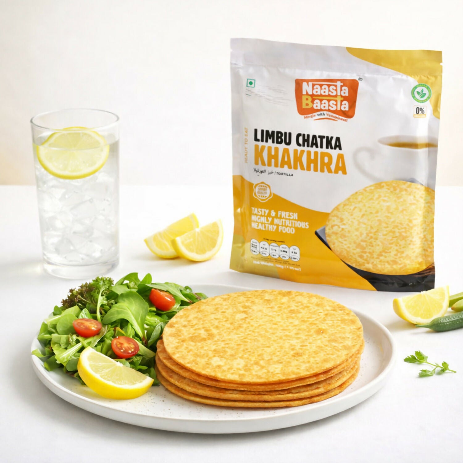 Naasta Baasta Limbu Chatka Khakhra Ready to Eat Tangy & Healthy Snack (200gm)