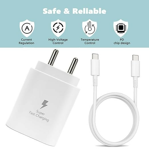 Uniteq 25W Type C Fast Charger Adapter with Cable PD USB C Charger (White)