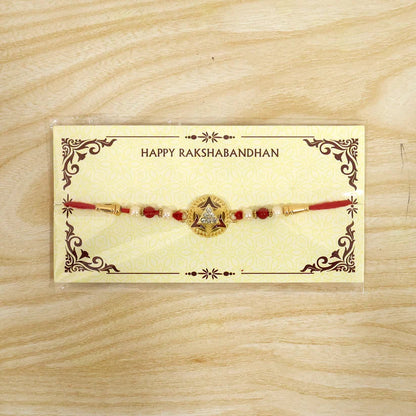 Gold-Plated Round Rakhi Traditional Design for Brother (10pcs)