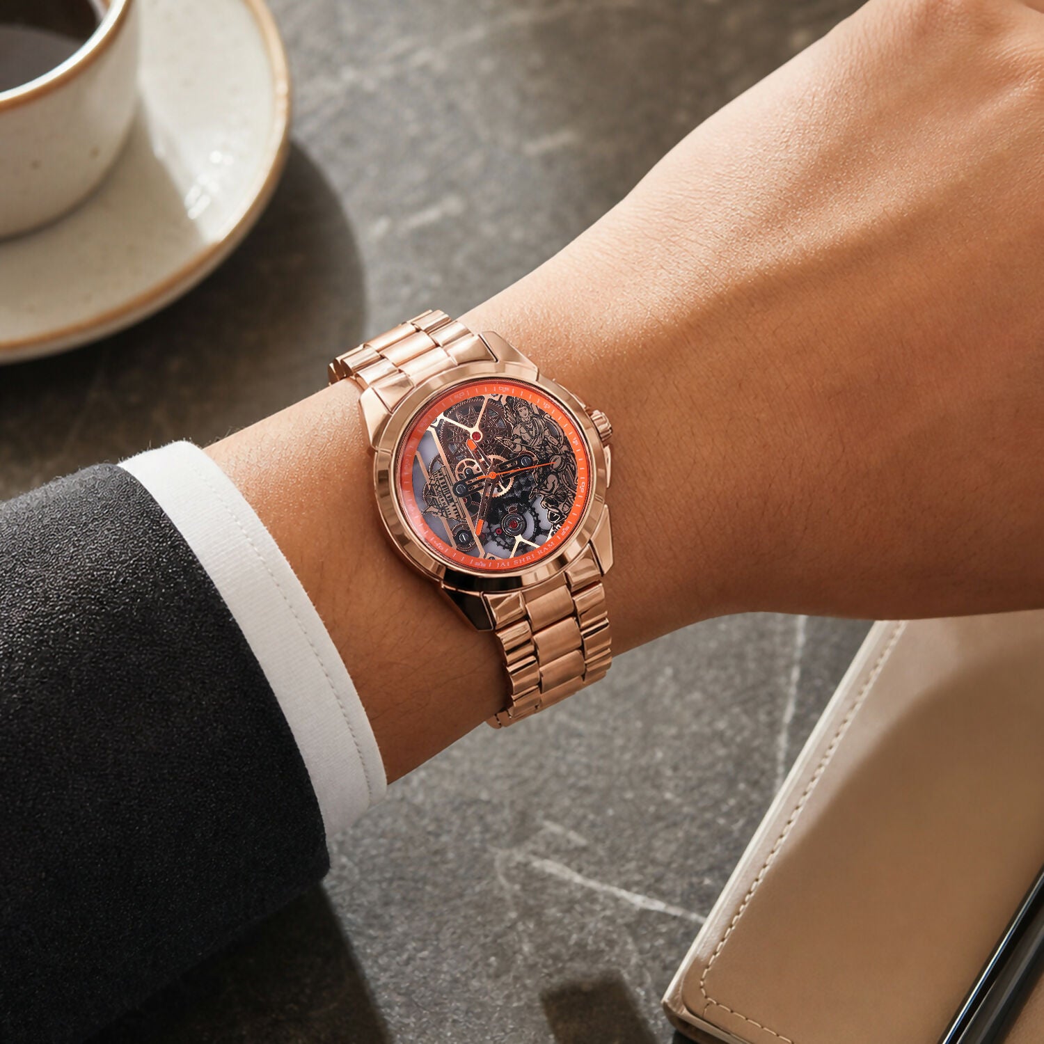 Jai Shri Ram rose gold watch close-up dial detail