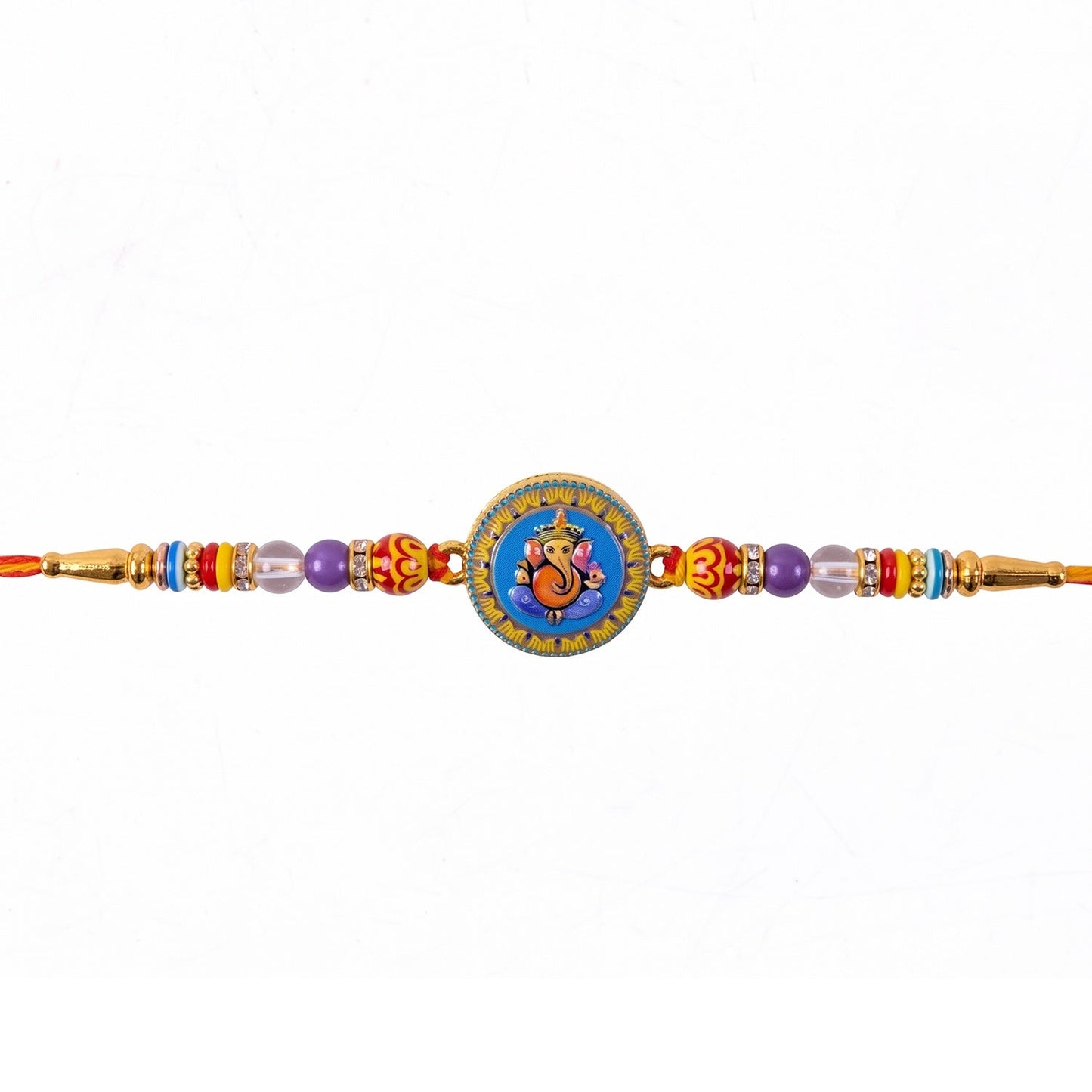 Shop Lord Ganesha Round Coin Designer Rakhi for Raksha Bandhan (5pcs)