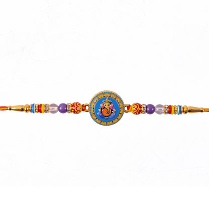 Shop Lord Ganesha Round Coin Designer Rakhi for Raksha Bandhan (10pcs)