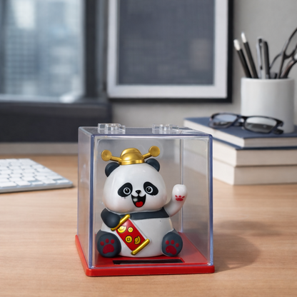 Solar Powered Lucky Panda Waving Toy – Auto Hand Moving Dashboard Decor