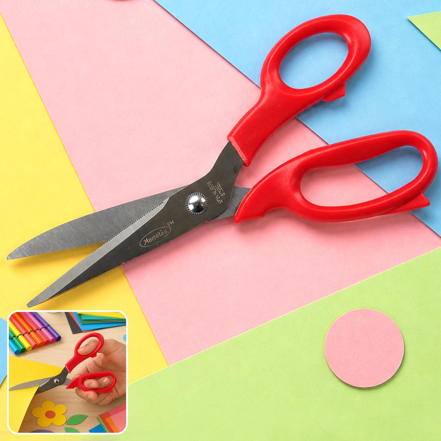 Dynamic 8.75 Inch Stainless Steel Scissors with Strong ABS Handles for Craft, Office