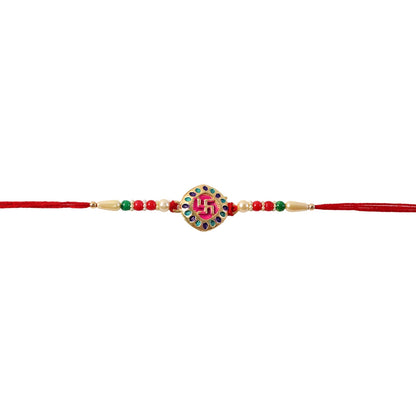Swastik Rakhi for Brother Auspicious Beaded Design (10pcs)