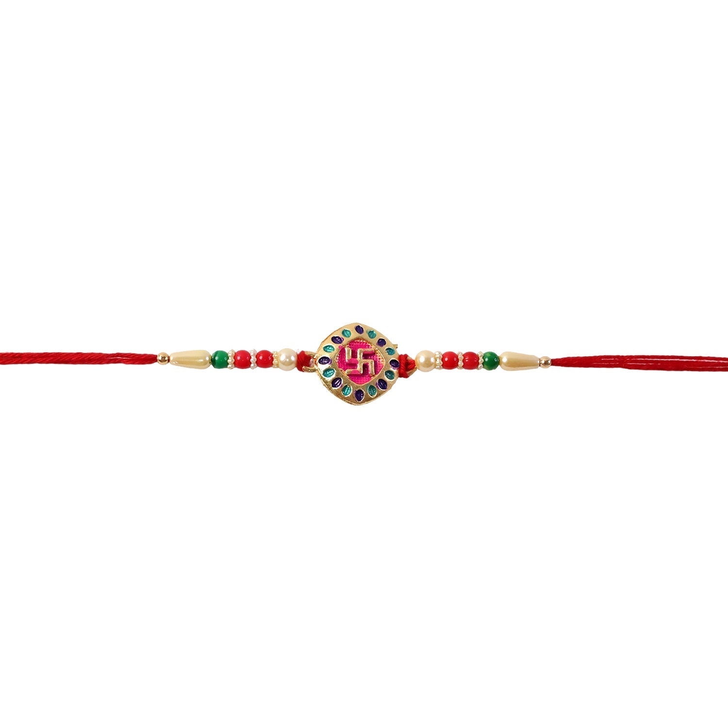 Swastik Rakhi for Brother Auspicious Beaded Design (5pcs)