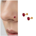 Red Gemstone Nosepin Studs – Gold Plated Dainty Pack of 2