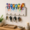 Colorful Bird Design Wooden Key Holder – Vibrant & Functional Decor