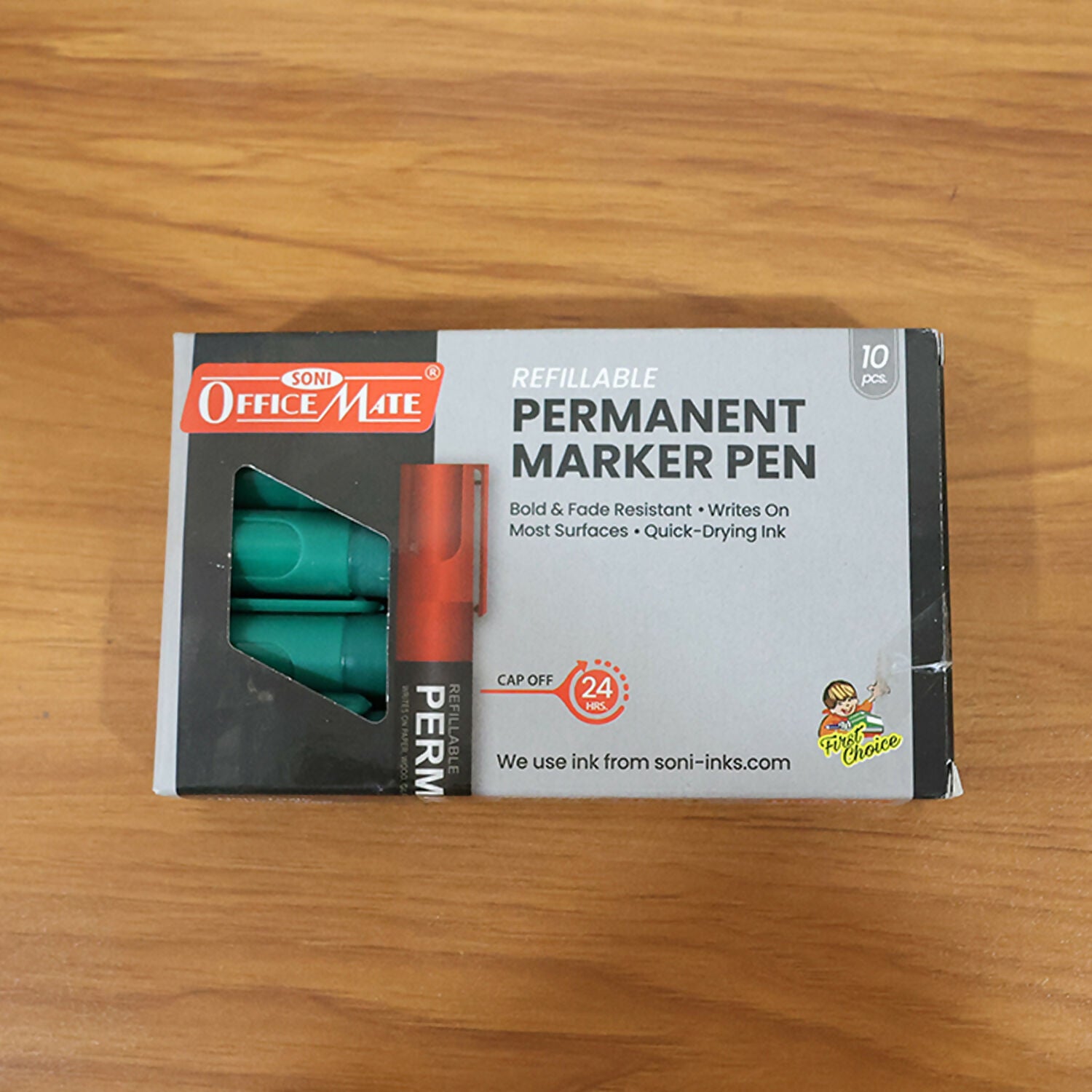 Refillable Permanent Marker Pen – Green Ink, 10 Piece Combo