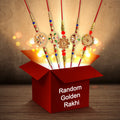 Golden Rakhi for Brother – Elegant Surprise with Random Design