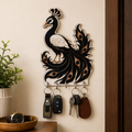 Decorative Peacock Wall Key Holder with 5 Hooks for Home Entrance & Living Room Decor
