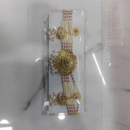 Premium Gold Pearl Traditional Necklace With Earrings.