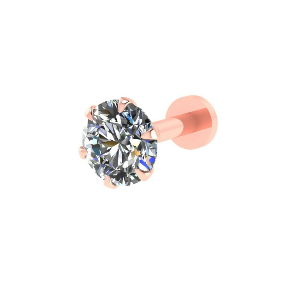 Flat-back post of the rose gold diamond nose stud for comfortable wear