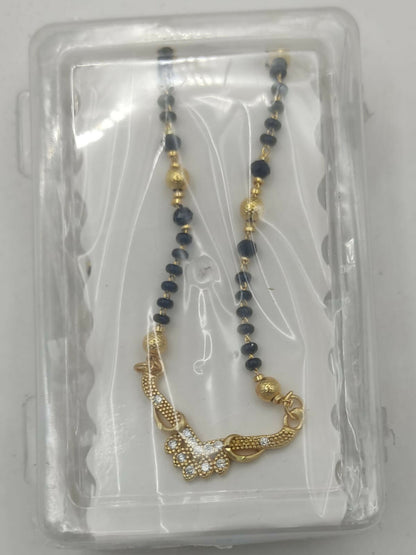 Gold Plated Mangalsutra with AD Floral Pendant