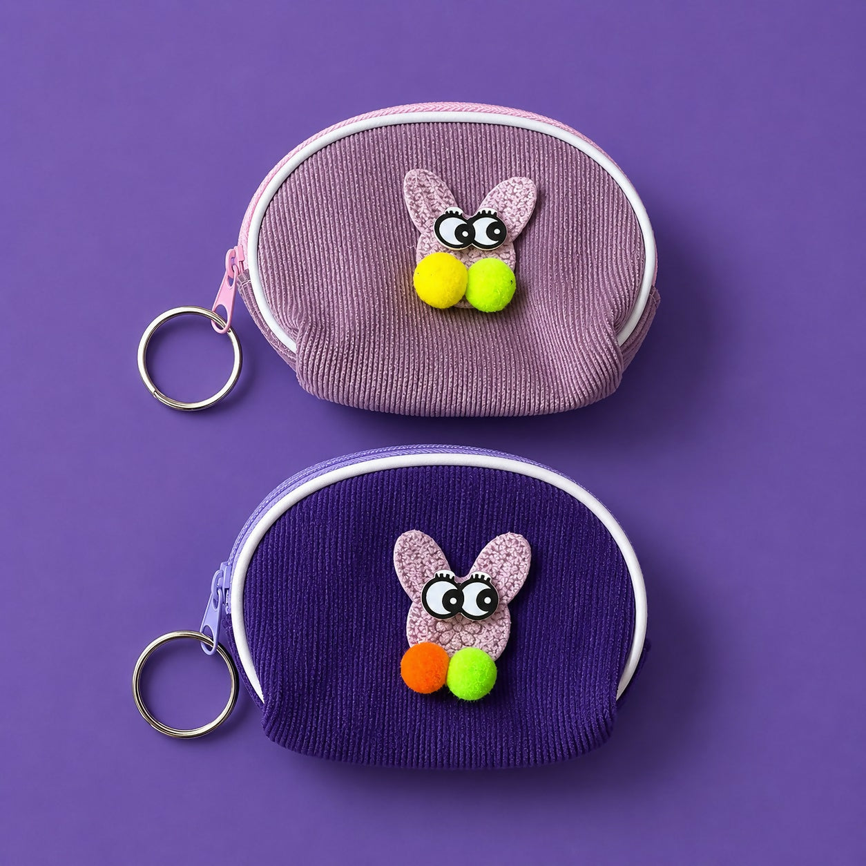 Portable mini coin pouch with soft fabric texture