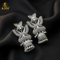 Butterfly Designer Jhumka Earrings – Silver Plated with Pearl Drops