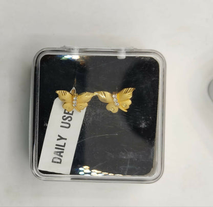 Dainty Gold Butterfly Stud Earrings with AD for women and girls