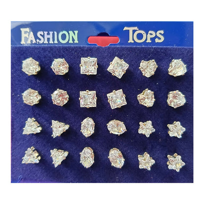 American Diamond Packo Of 12 Stud Earrings