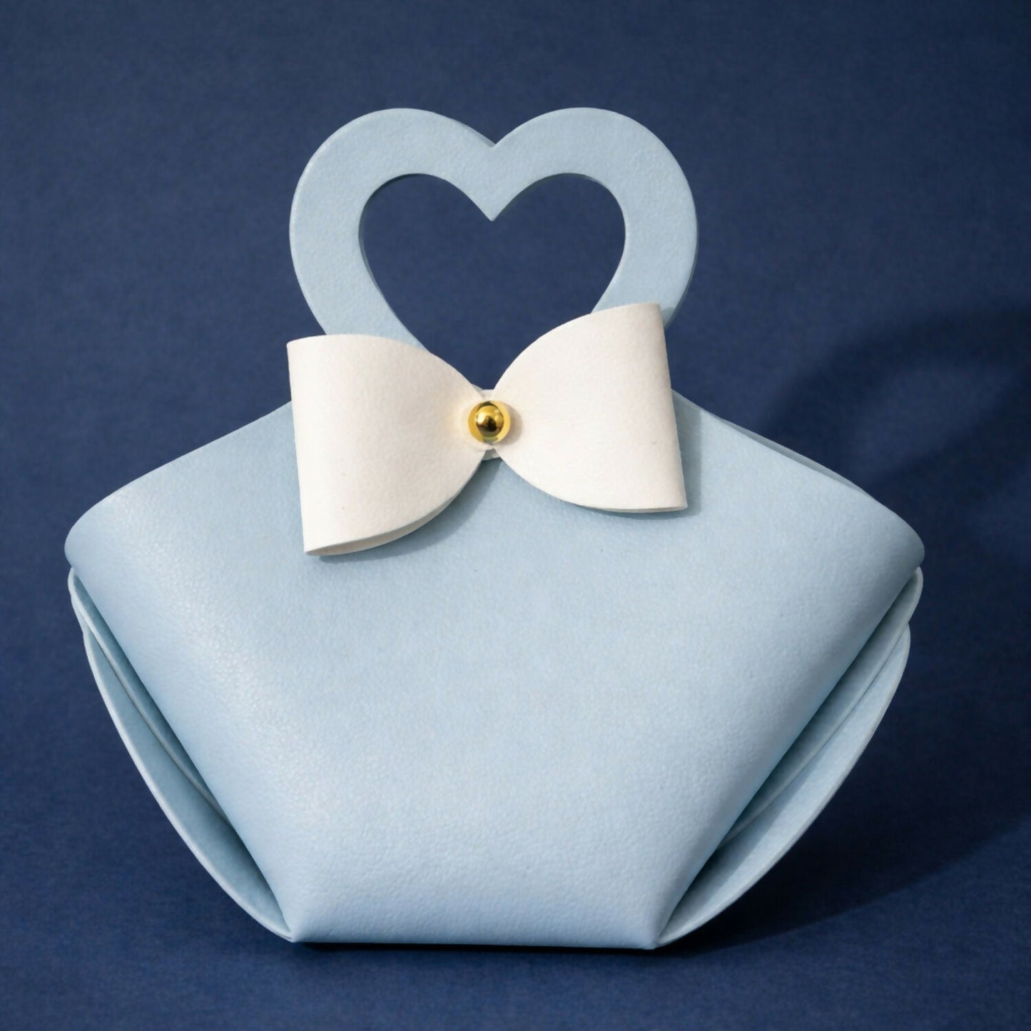 Blue Mini Handheld Bag for Women | Stylish Heart Handle Casual & Gift Purse