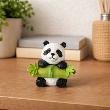 Cute Panda Holding Bamboo poly-resin Showpiece | Mini Panda Home Decor Figurine