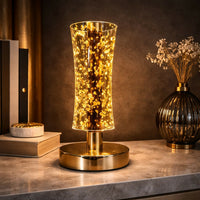 Crystal Glow LED Table Lamp with Elegant Gold Finish