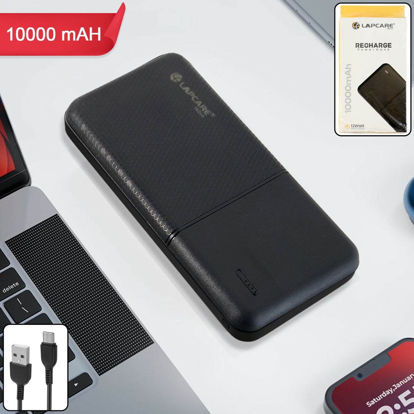 POWER BANK 10000 MAH RECHARGE LOX-234 LAPCARE