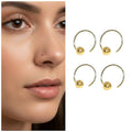 Gold Nosepin Combo Pack - Tiny Bead Hoop Laung Koka Nathni Set