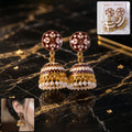 Jhumka Earrings – Elegant Maroon with Pearl Beads for Festive Wear