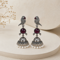 Oxidised Silver Peacock Jhumka Earrings – Elegant Traditional Style